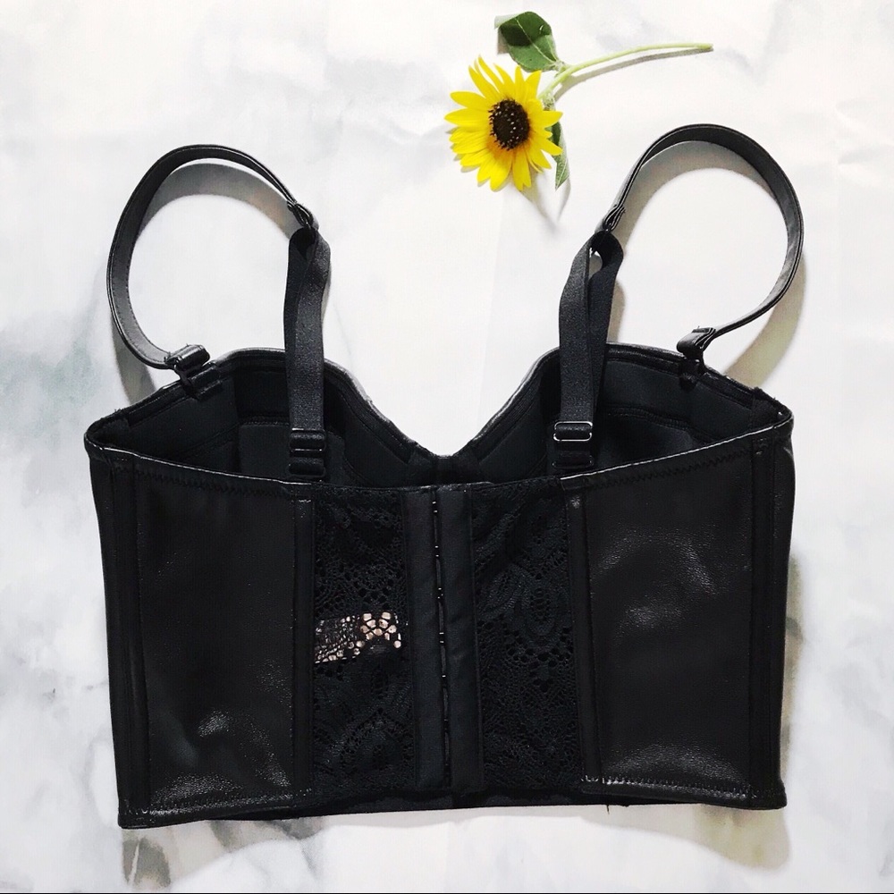 VS Faux Leather Longline Bra Top Balconet Bustier - Picture 5 of 8